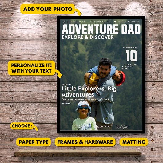 Customizable Adventure Dad Magazine Add Your Photo Poster