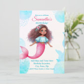 Customizable African American Mermaid Party Kaart (Staand voorkant)