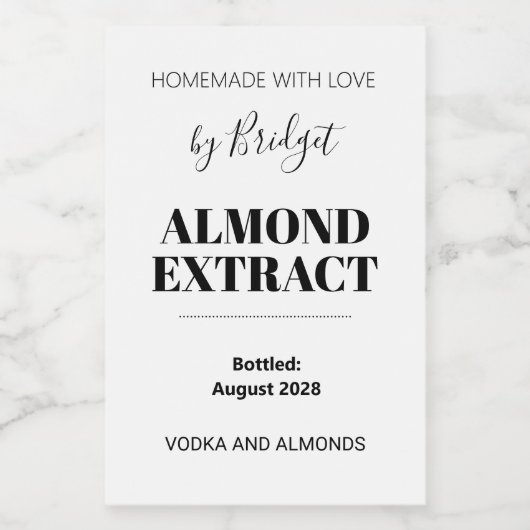Customizable Almond Extract Label Wijn Etiket (Enkel label)