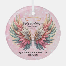 Customizable Angel Wings Memorial  Glas Ornament