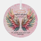 Customizable Angel Wings Memorial  Glas Ornament (Achterkant)