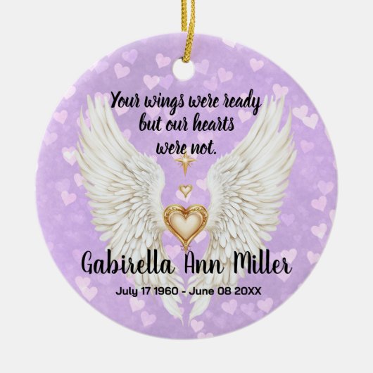 Customizable Angel Wings Memorial  Keramisch Ornament (Voorkant)