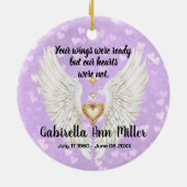 Customizable Angel Wings Memorial Keramisch Ornament (Achterkant)