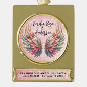 Customizable Angel Wings Memorial  Verguld Banner Ornament (Voorkant)