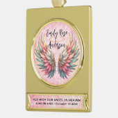 Customizable Angel Wings Memorial  Verguld Banner Ornament (Links)