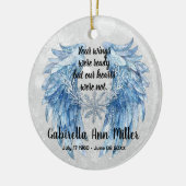 Customizable Angel Wings Memorial with Snowflake Keramisch Ornament (Links)