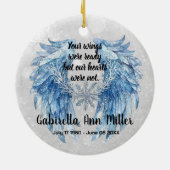 Customizable Angel Wings Memorial with Snowflake Keramisch Ornament (Achterkant)