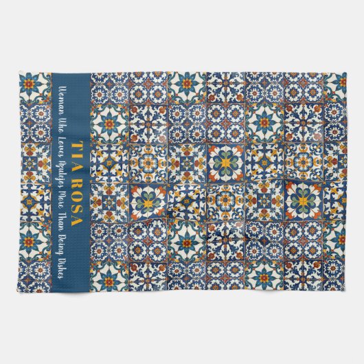 Customizable Azulejo Sass Theedoek (Horizontaal)