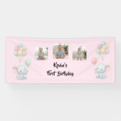 Customizable Baby First Birthday Pink Photo Banner (Horizontaal)