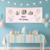 Customizable Baby First Birthday Pink Photo Banner