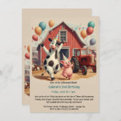 Customizable Barnyard Animal Birthday Invitation Kaart (Voorkant / Achterkant)