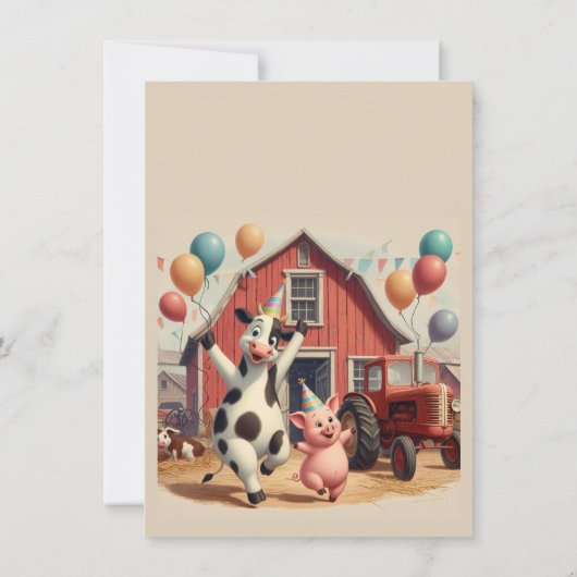 Customizable Barnyard Animal Birthday Invitation Kaart (Achterkant)