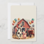 Customizable Barnyard Animal Birthday Invitation Kaart (Achterkant)