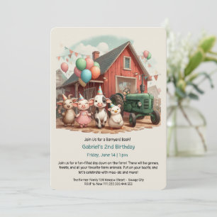 Customizable Barnyard Animal Birthday Invitation Kaart