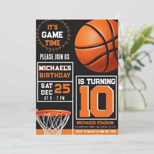 Customizable basketball birthday invitations kaart (Staand voorkant)