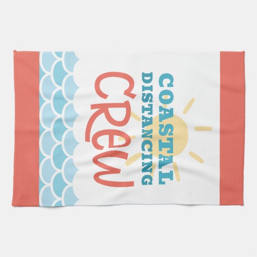 Customizable Beach Theme Sun Waves Theedoek (Horizontaal)