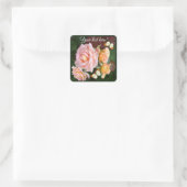 Customizable Beautiful Roses & Butterfly Vierkante Sticker (Tas)