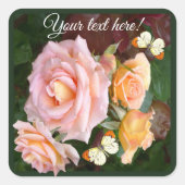 Customizable Beautiful Roses & Butterfly Vierkante Sticker (Voorkant)