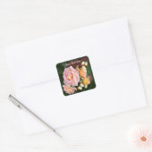 Customizable Beautiful Roses & Butterfly Vierkante Sticker (Envelop)