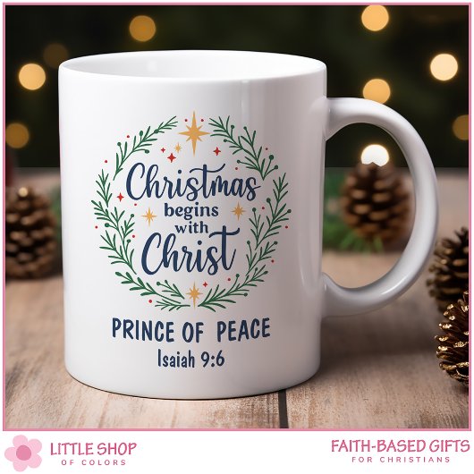 Customizable Bible Verse Christmas Wreath Koffiemok
