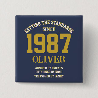 Customizable Birthday gift Vierkante Button 5,1 Cm