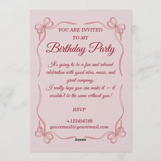 Customizable Birthday Invitation Card - Stylish Kaart (Achterkant)