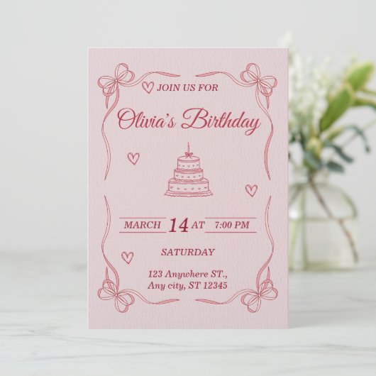 Customizable Birthday Invitation Card - Stylish Kaart (Staand voorkant)