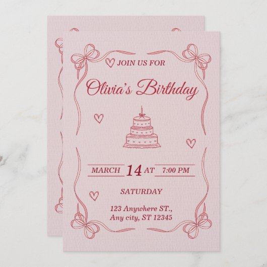 Customizable Birthday Invitation Card - Stylish Kaart (Voorkant / Achterkant)