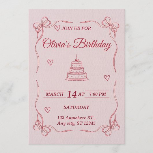 Customizable Birthday Invitation Card - Stylish Kaart (Voorkant)