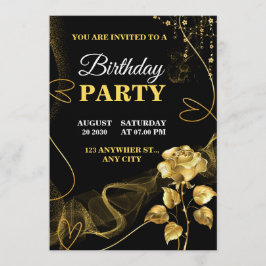 Customizable Birthday Invite elegant birthday card Kaart