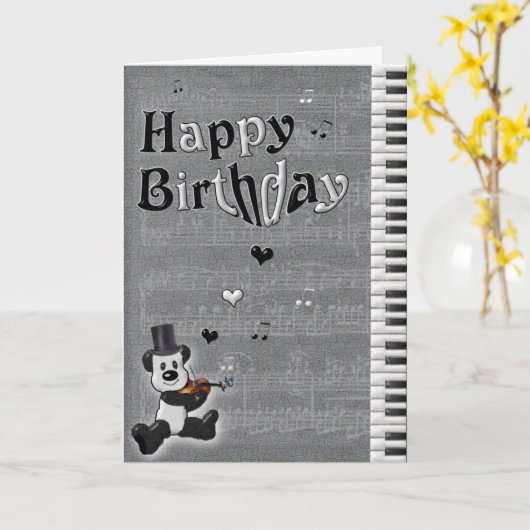 Customizable Birthday Panda Card Kaart (Gele Bloem)