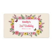 Customizable Birthday Party labels with Flowers (Voorkant)
