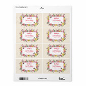 Customizable Birthday Party labels with Flowers (Full Sheet)