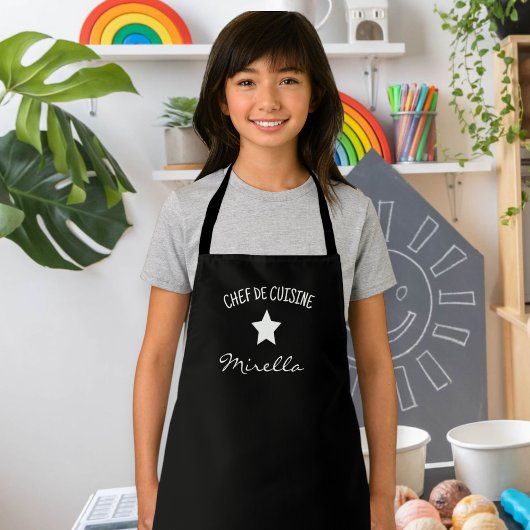 Customizable black apron - star apron for kids schort