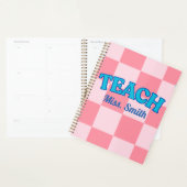 Customizable Blue and PinCheckered Teacher Planner (Display)
