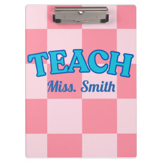 Customizable Blue and Pink Teacher Clipboards Klembord