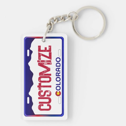 Customizable blue Colorado license plate keychain (achterkant)