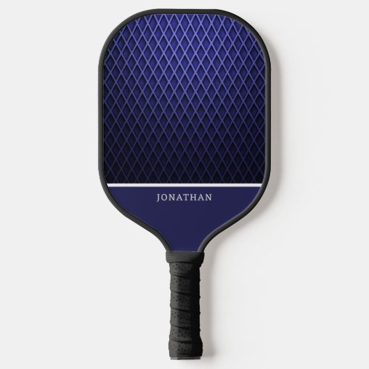 Customizable Blue Navy Diamond Pattern Pickleball Paddle (Voorkant)