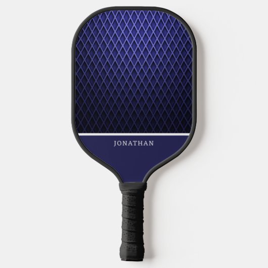 Customizable Blue Navy Diamond Pattern Pickleball Paddle (Achterkant)