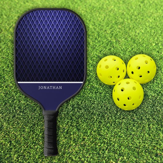 Customizable Blue Navy Diamond Pattern Pickleball Pickleball Paddle