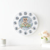 Customizable Blue Raccoon Nursery Clock Large Grote Klok (Huis)