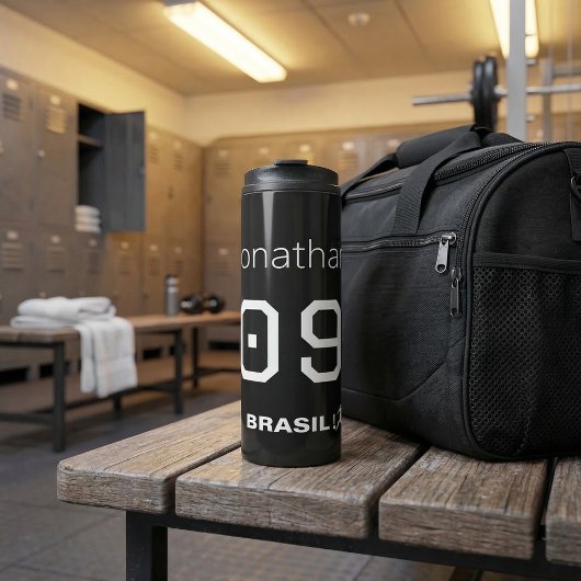 Customizable Brasil Soccer Team Monochromatic  Thermosbeker