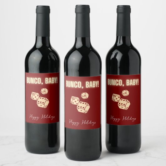 Customizable Bunco Holiday Wine Labels. Wijn Etiket (Flessen)