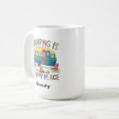 Customizable Camper "Camping is Happy Place" Koffiemok (Voorkant links)