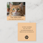 Customizable Cattery Business Card with Cat Photo  Vierkante Visitekaartje (Voorkant / Achterkant)