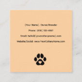Customizable Cattery Business Card with Cat Photo  Vierkante Visitekaartje (Achterkant)
