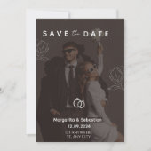 Customizable Chic Black with photo save the date  Kaart (Voorkant)