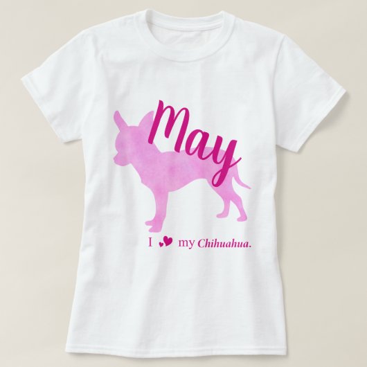 Customizable Chihuahua Pink Silhouette Tee チワワT T-shirt (Design voorkant)