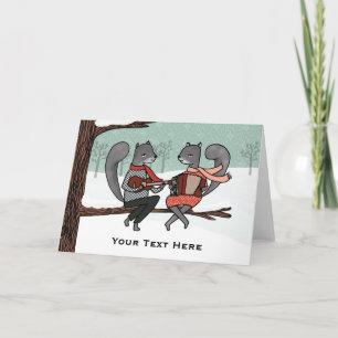 Customizable Christmas Card - Musical Squirrels Feestdagen Kaart