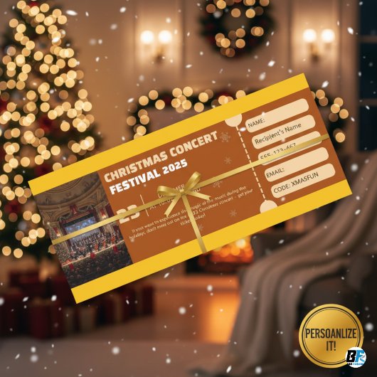 Customizable Christmas Concert Festival Gift TickT Kaart